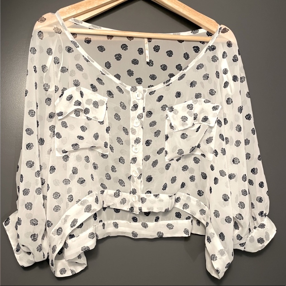 Free People Floral Chiffon Crop Top in XS